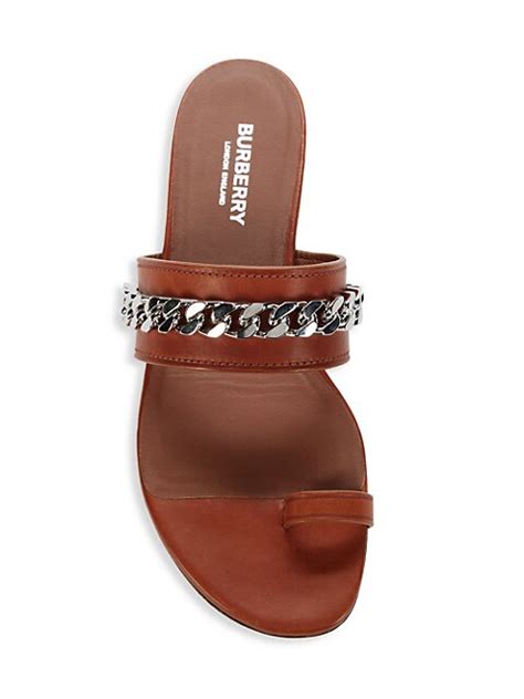 Burberry Heidi Leather Toe Strap Sandals on SALE 